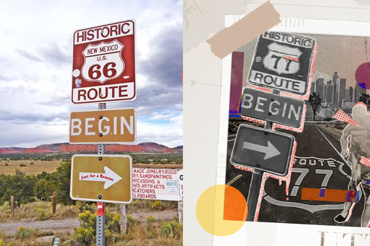 ニューメキシコ州・ルート66道標。theroute-66.comより引用